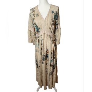 Origami By Vivian Bohemian Lace Vneck Floral Maxi Dress Size Medium